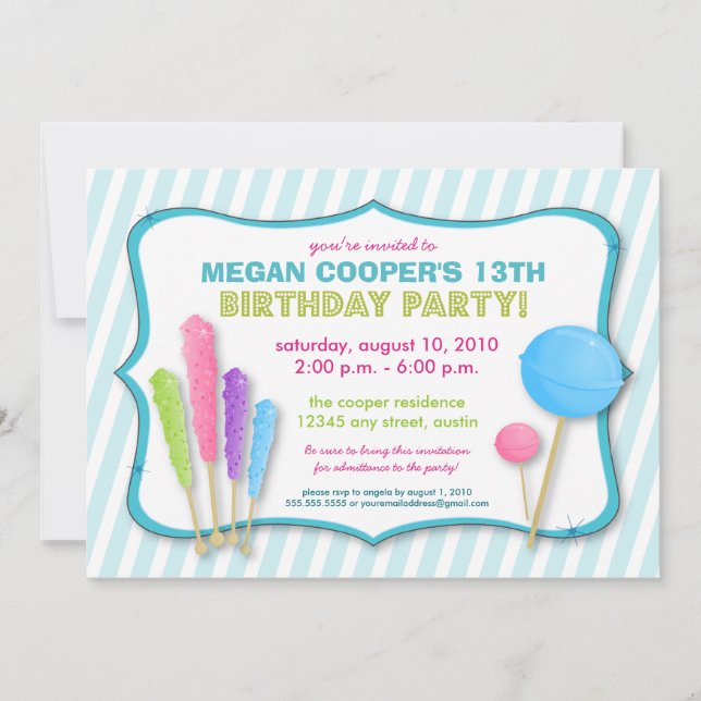 Invitación de la fiesta de cumpleaños del Shoppe (Anverso)