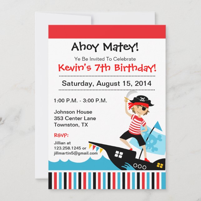 Invitación de la fiesta de cumpleaños del tema del (Anverso)