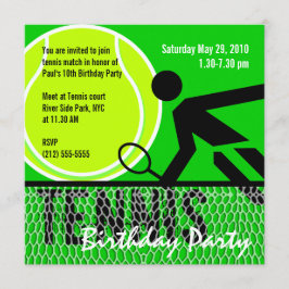 Invitación de la fiesta de cumpleaños del tenis