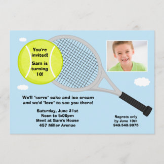 Invitación de la fiesta de cumpleaños del tenis