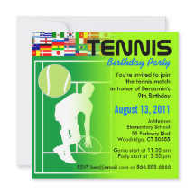Invitación de la fiesta de cumpleaños del tenis