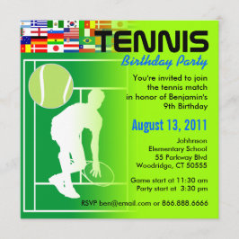 Invitación de la fiesta de cumpleaños del tenis