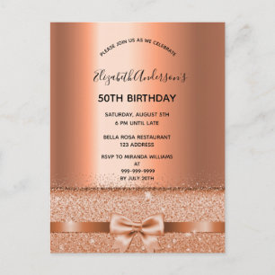 Invitación de la fiesta de cumpleaños rosa oro ele