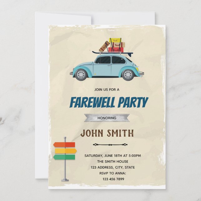 Invitación de la fiesta de despedida (Anverso)