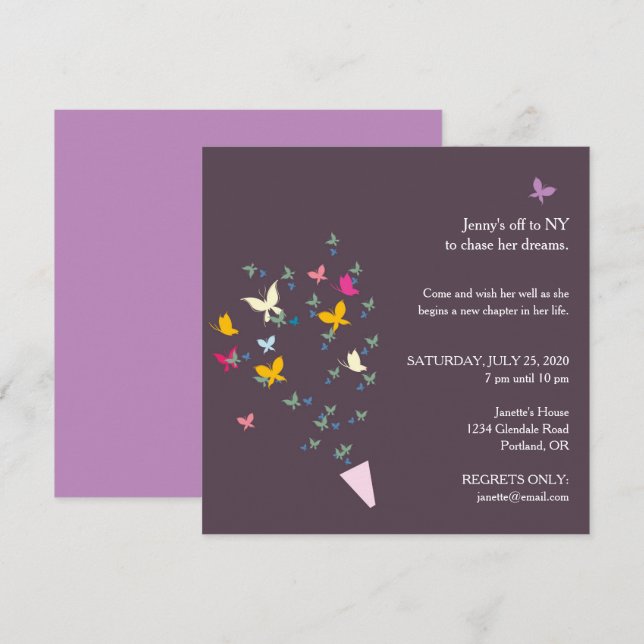 Invitación de la fiesta de despedida de Bouquet (Anverso / Reverso)