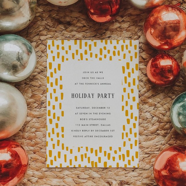 Invitación de la fiesta de fin de Naranja dorado (Golden Orange Dashing Holiday Party Invitation)