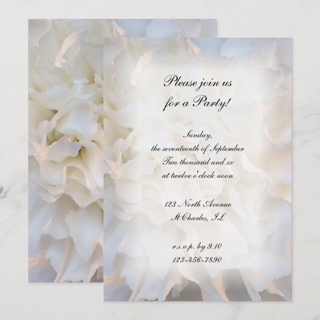 Invitación de la fiesta de Floral blanca en todas  (Anverso / Reverso)
