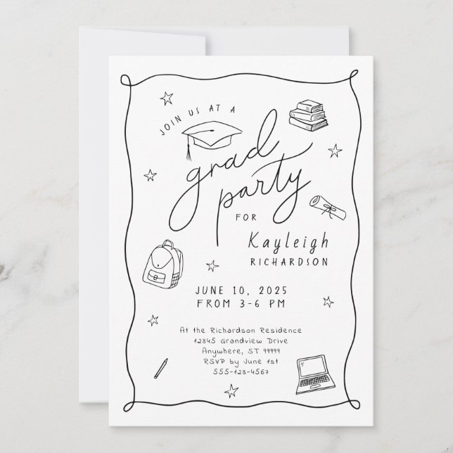 Invitación de la fiesta de Grad con mano de foto b (Anverso)