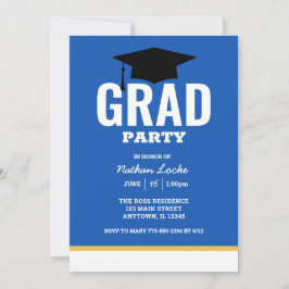 Invitación de la fiesta de graduación azul negrita