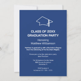 Invitación de la fiesta de graduación azul oscuro