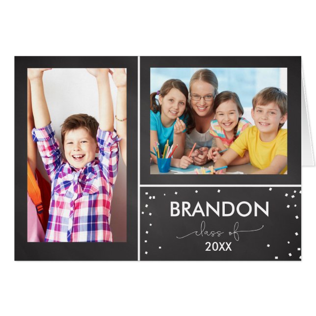 Invitación de la fiesta de graduación Carácter neg (Anverso (Horizontal))