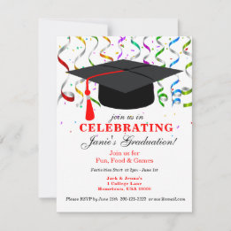 Invitación de la fiesta de GRADUACIÓN con tapa neg