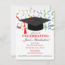 Invitación de la fiesta de GRADUACIÓN con tapa neg