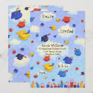 Invitación de la fiesta de graduación de Cap Toss