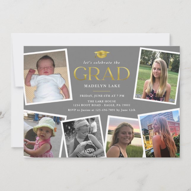 Invitación de la fiesta de graduación de Collage d (Anverso)