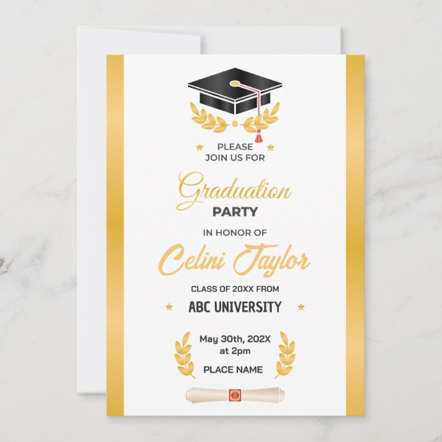 Invitación de la fiesta de graduación de degradado (Anverso)