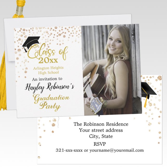 Invitación de la fiesta de graduación de foto de B (Subido por el creador)