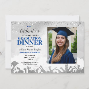 Invitación de la fiesta de graduación de fotos azu