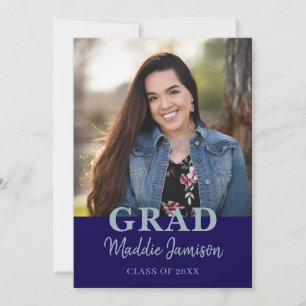 Invitación de la fiesta de graduación de fotos azu
