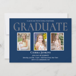 Invitación de la fiesta de graduación de fotos Blu