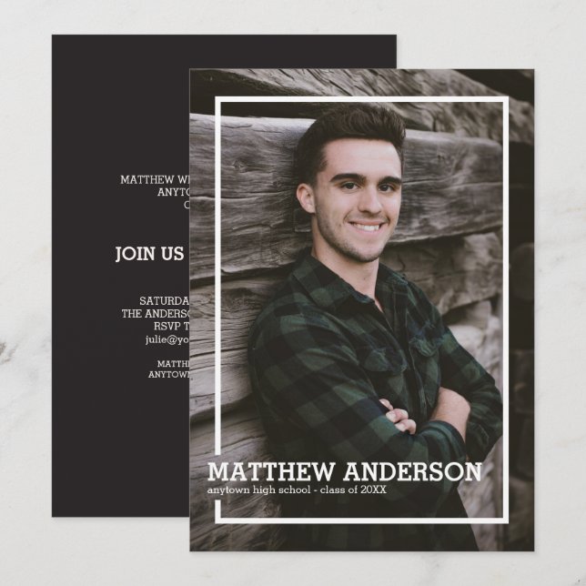 Invitación de la fiesta de graduación de fotos de  (Anverso / Reverso)