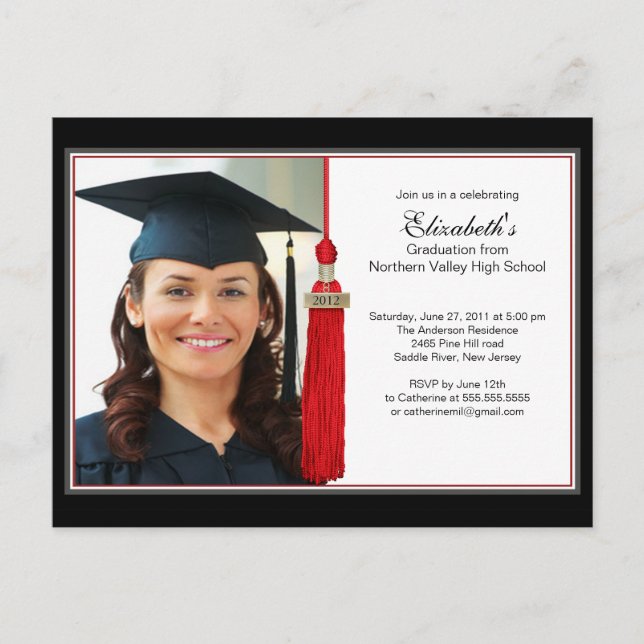 Invitación de la fiesta de graduación de fotos de  (Anverso)