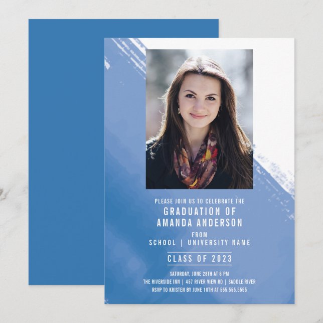Invitación de la fiesta de graduación de fotos de  (Anverso / Reverso)