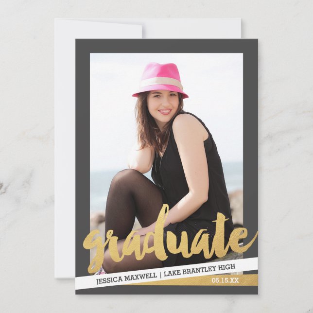 Invitación de la fiesta de graduación de fotos en  (Anverso)