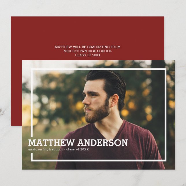 Invitación de la fiesta de graduación de fotos en  (Anverso / Reverso)