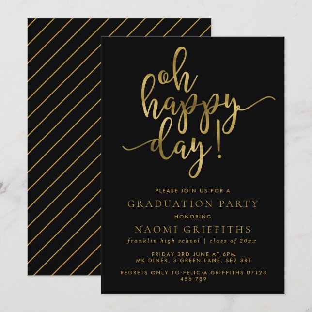 Invitación de la fiesta de graduación de guiones d (Anverso / Reverso)