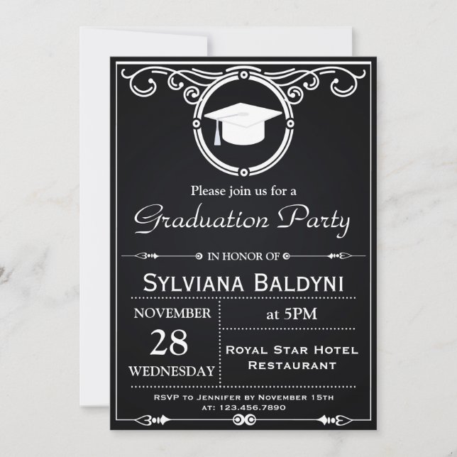 Invitación de la fiesta de graduación de la (Anverso)