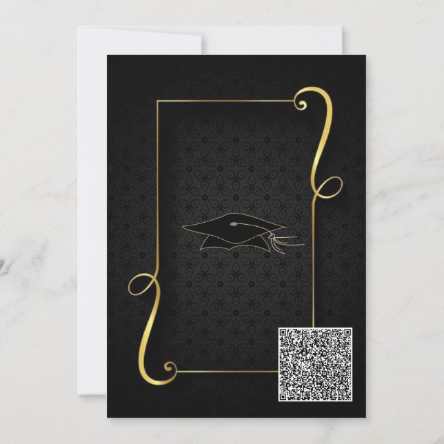 Invitación de la fiesta de graduación de oro negro (Reverso)