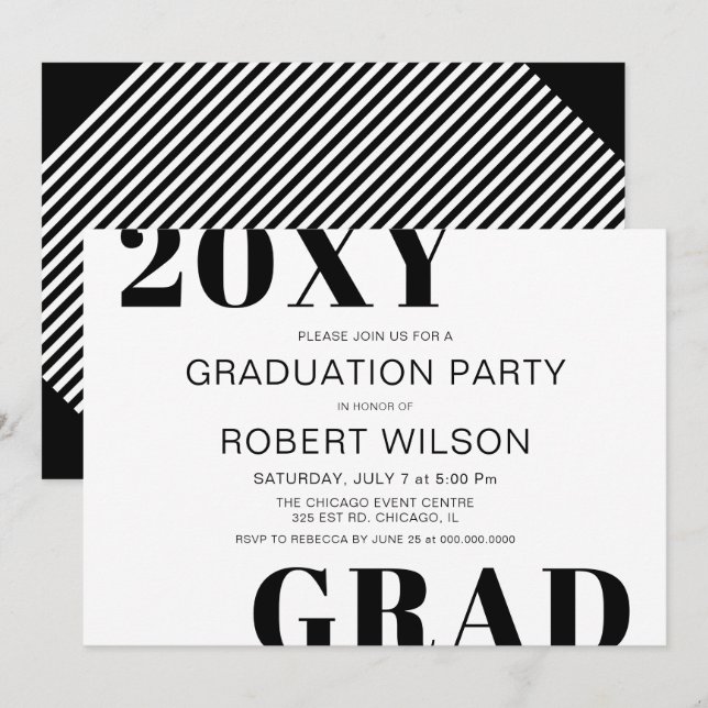 Invitación de la fiesta de graduación de tipografí (Anverso / Reverso)