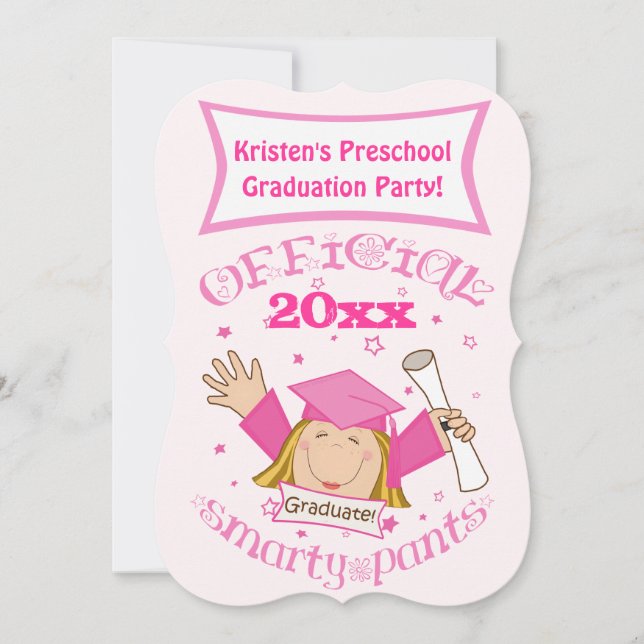 Invitación de la fiesta de graduación del chica (Anverso)