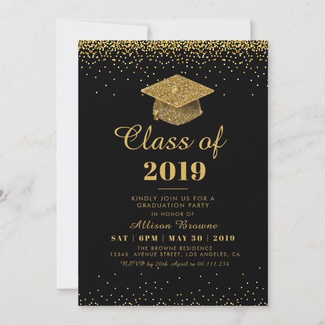 invitación de la fiesta de graduación del confeti (Anverso)