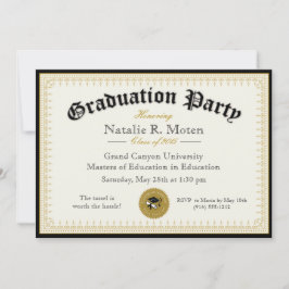 Invitación de la fiesta de graduación del diploma