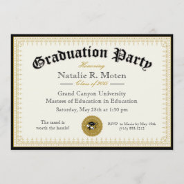 Invitación de la fiesta de graduación del diploma