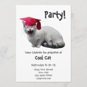 Invitación de la fiesta de graduación del gato