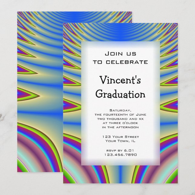 Invitación de la fiesta de graduación del tinte az (Anverso / Reverso)