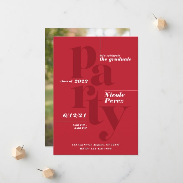 Invitación de la fiesta de graduación divertida de (Anverso/Reverso In Situ)