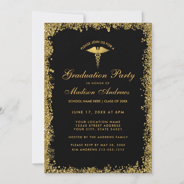 Invitación de la fiesta de graduación médica de or (Anverso)
