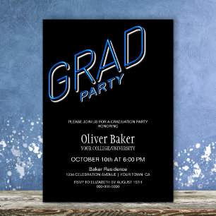 Invitación de la fiesta de graduación negra del Ró