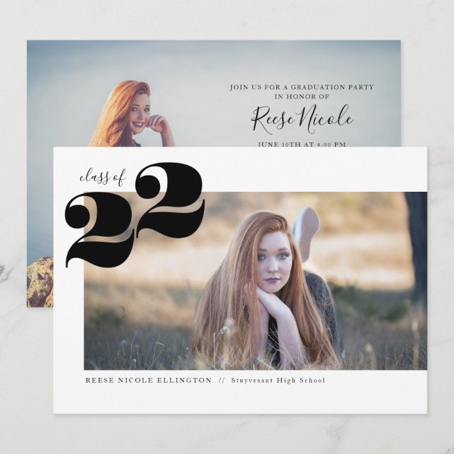 Invitación de la fiesta de graduación panorámica d (Anverso / Reverso)
