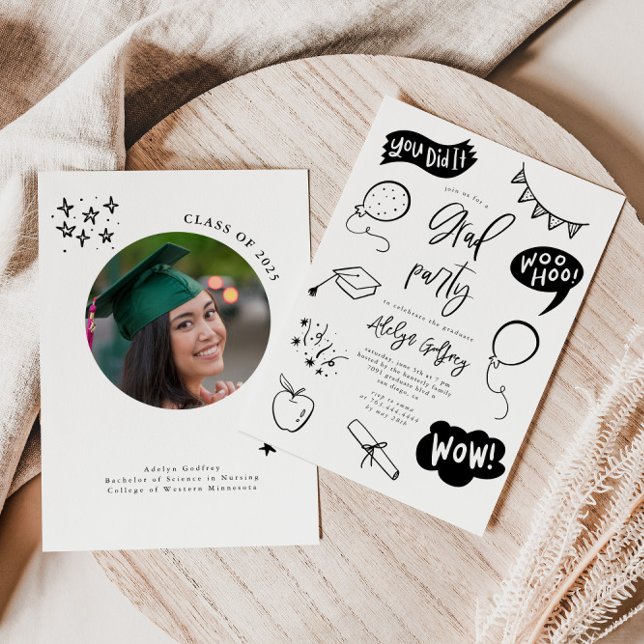 Invitación de la fiesta de graduación rápida dibuj (Subido por el creador)