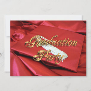 Invitación de la fiesta de graduación rojo y oro