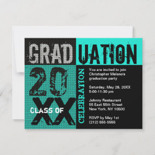 Invitación de la fiesta de graduación Verde azulad