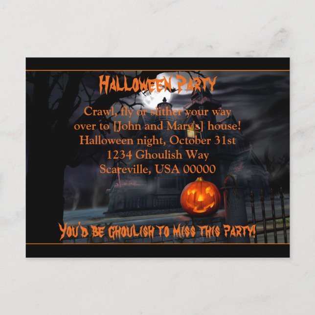 Invitación de la fiesta de Halloween (Anverso)