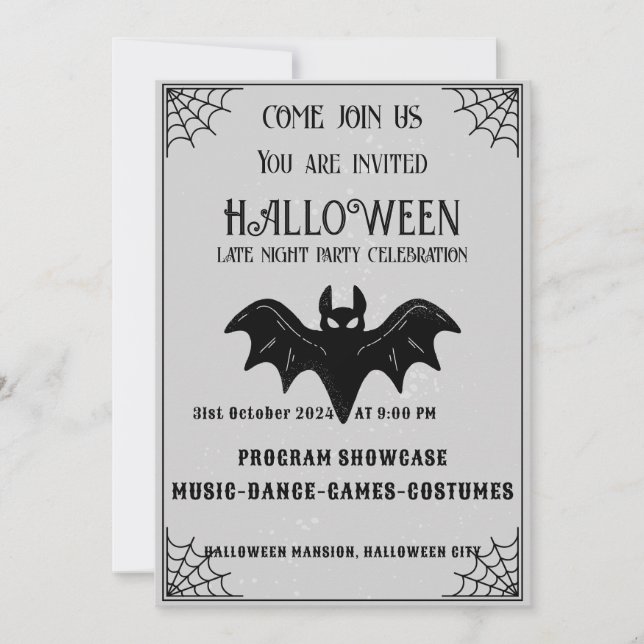 Invitación de la fiesta de Halloween Black & Brown (Anverso)