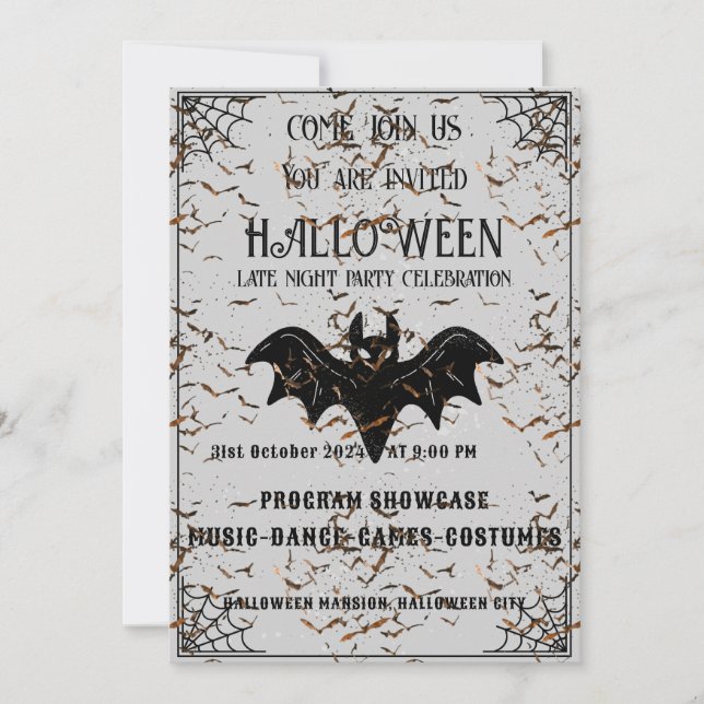Invitación de la fiesta de Halloween Black & Brown (Anverso)