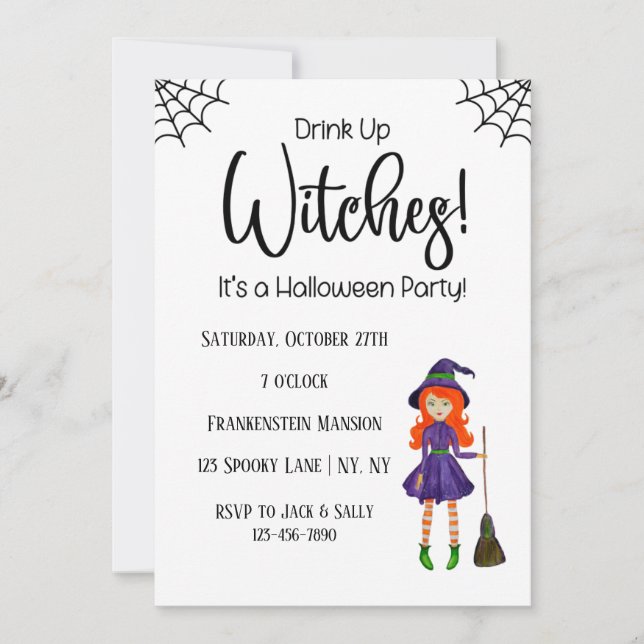Invitación de la fiesta de Halloween blancos para  (Anverso)